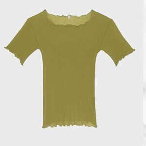 Baserange - Gerrymandered organic cotton guaze tee -brace green